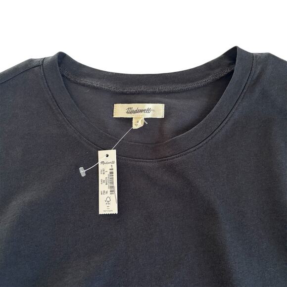 Madewell Black Crewneck Sleeveless Ruched Sides Muscle Tee Shirt Tank Top Small - Picture 2 of 6